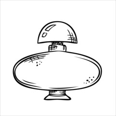  Isolated vector bottle. Line art empty transparent glass vial, bottle, jar.