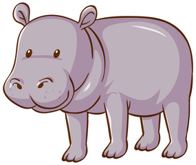 Hippopotamus cartoon on white background