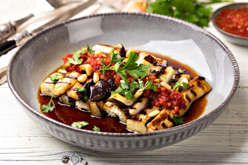 Grilled eggplant and sauce