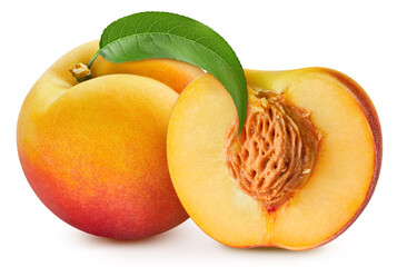 Juicy peach isolated on the white background