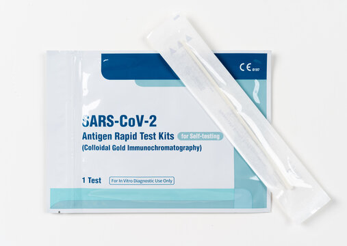 Close up Coronavirus(Covid-19) or SARS-CoV-2 Antigen Rapid Test kits for Self testing of Lepu Medical Technology