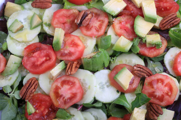 avocado walnut tomatoes and cucumber salad