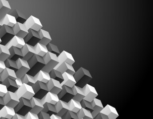 Abstract texture from 3d cubes, background from geometric gray shapes, vector illustration 10eps