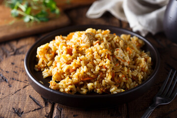 Traditional homemade chicken pilau