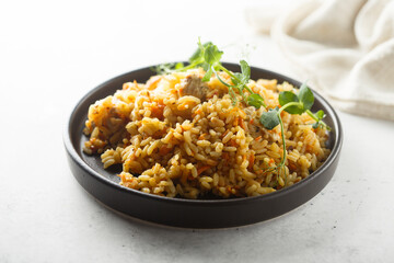 Traditional homemade chicken pilau