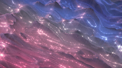 Pink blue shiny oscillating surface 3D render