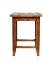 wooden stool with shadow and reflection on a white background