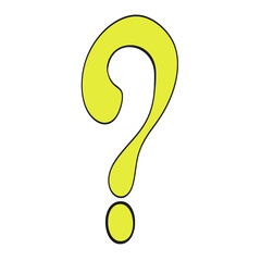 An outline vector illustration of a question mark isolated on transparent background. Designed in yellow color for web concepts, prints, templates.