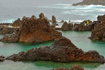 Porto moniz, Madeira, Portugal - february 25 2018 : natural pool