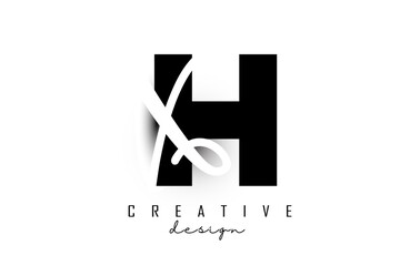 Letters HX Logo with a minimalist design. Letters H and X with geometric and handwritten typography.