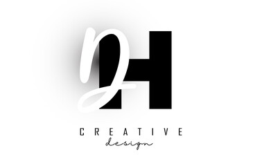 Letters HD Logo with a minimalist design. Letters H and D with geometric and handwritten typography.