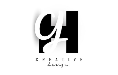 Letters HG Logo with a minimalist design. Letters H and G with geometric and handwritten typography.