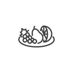 Plate with fruit line icon