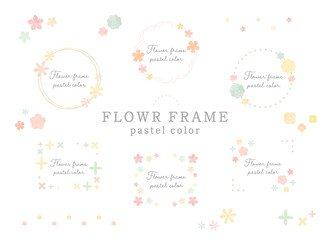 水彩風の花のフレームセット　春　イラスト　飾り　装飾　枠　あしらい　かわいい　背景素材