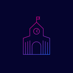 municipal building, vector line icon