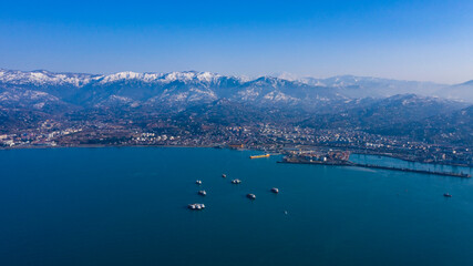 aero view of the city of Batumi from the sea