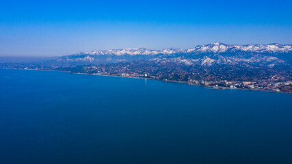 Fototapeta na wymiar aero view of the city of Batumi from the sea