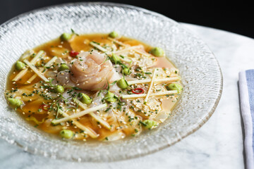 Sea bass ceviche with avocado and citrus