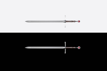 A set of two long swords. 3D Render