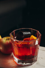Negroni cocktail in old fashioned glass