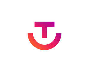 Letter T with smile logo icon design template elements