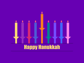 Happy hanukkah. Nine Hanukkah candles. Jewish festival greeting card. Design for invitation flyers, brochures and promotional items. Vector illustration