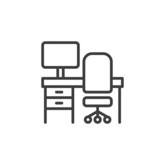 Office workplace line icon