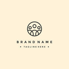 Creative people logo design template with circle