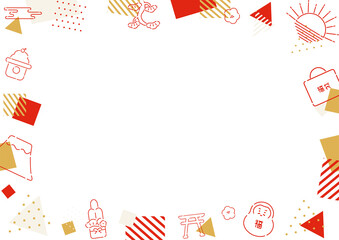 Fototapeta premium 新年 お正月幾何学フレーム
