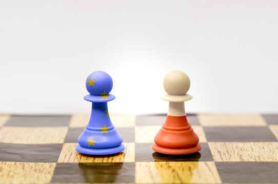 Chess strategy Poland and the rest of EU, Polexit concept.