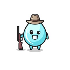 water drop hunter mascot holding a gun