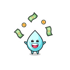 illustration of the water drop catching money falling from the sky