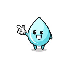 water drop mascot pointing top left