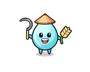 water drop Asian farmer holding paddy