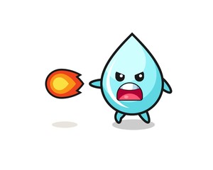 cute water drop mascot is shooting fire power