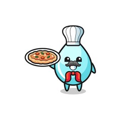 water drop character as Italian chef mascot