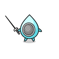 water drop earth cartoon as fencer mascot