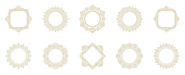 Vintage flourishes ornament frames set vector illustration