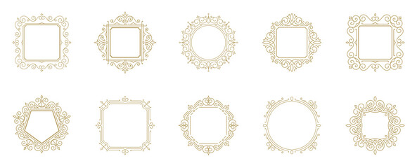 Vintage flourishes ornament frames set vector illustration