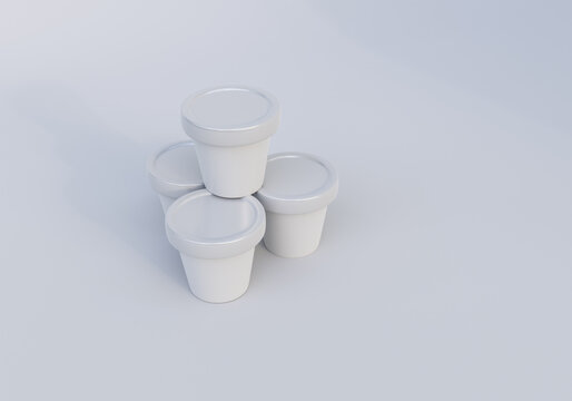 Glossy ice cream jar packaging mockup image on white background for branding, packaging, design