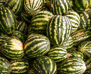 Watermelon in a container at a market
