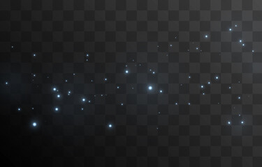 Vector magic dust on isolated transparent background. Blue dust png, magical glow png, blue light. Christmas dust.