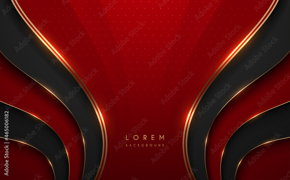 Canvas Prints abstract red and black shapes background with golden lines