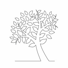 Tree. One line drawing. Vector tree in line style