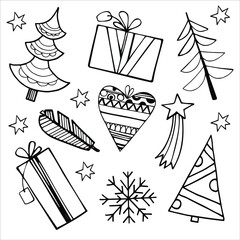 set of christmas elements