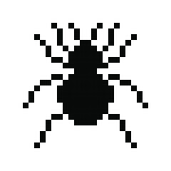Spider icon pixel art. Draw a picture on a white background. Vector illustration. Happy Halloween.