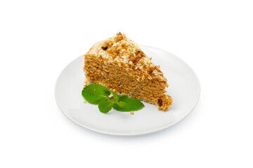 Hungarian Esterhazy cake isolated on white background