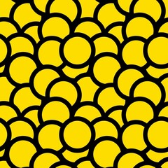 Coins pattern background. Seamless pattern. Wrapping paper. Gold coins top view. Vector background.