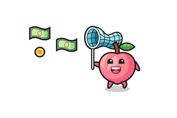 illustration of the peach catching flying money
