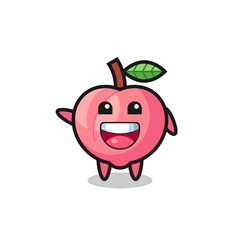 happy peach cute mascot character